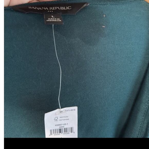 NWT Banana Republic L Silkyluxe Center Twist Top Dark Kelly Green Teal Ballerina - Picture 8 of 9
